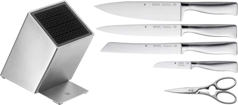WMF Messerblock Grand Gourmet 6-teilig - Komplett aus Edelstahl - Performance Cut