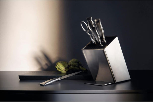 WMF Messerblock Grand Gourmet 6-teilig - Komplett aus Edelstahl - Performance Cut