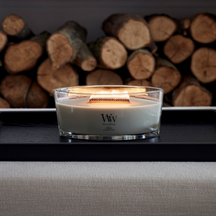 WoodWick Duftkerze Ellipse Fireside - 9 cm / 19 cm - Duftkerze im Glas - Holzdocht