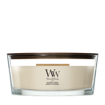 WoodWick Duftkerze Ellipse Patchouli Crème - 9 cm / 19 cm - Duftkerze im Glas - Holzdocht