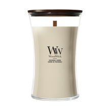 WoodWick Duftkerze Large Patchouli Crème - 18 cm / ø 10 cm - Duftkerze im Glas - Holzdocht