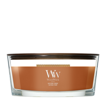 WoodWick Duftkerze Ellipse Saffron Smoke - 9 cm / 19 cm - Duftkerze im Glas - Holzdocht