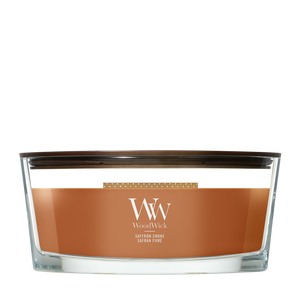 WoodWick Duftkerze Ellipse Saffron Smoke - 9 cm / 19 cm - Duftkerze im Glas - Holzdocht