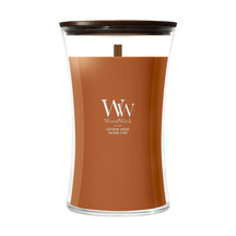 WoodWick Duftkerze Large Saffron Smoke - 18 cm / ø 10 cm - Duftkerze im Glas - Holzdocht