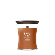 WoodWick Duftkerze Medium Saffron Smoke - 11 cm / ø 10 cm - Duftkerze im Glas - Holzdocht