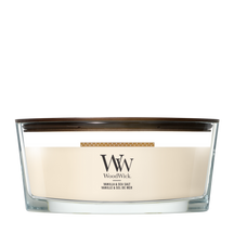 WoodWick Duftkerze Ellipse Vanilla & Sea Salt - 9 cm / 19 cm - Duftkerze im Glas - Holzdocht