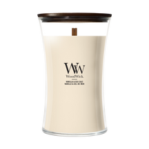 WoodWick Duftkerze Large Vanilla & Sea Salt - 18 cm / ø 10 cm - Duftkerze im Glas - Holzdocht