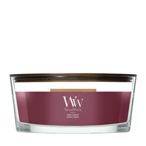 WoodWick Duftkerze Ellipse Dark Cherry - 9 cm / 19 cm - Duftkerze im Glas - Holzdocht