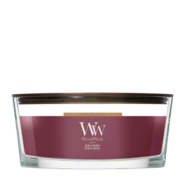 WoodWick Duftkerze Ellipse Dark Cherry - 9 cm / 19 cm - Duftkerze im Glas - Holzdocht