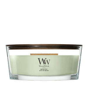 WoodWick Duftkerze Ellipse Matcha Zest - 9 cm / 19 cm - Duftkerze im Glas - Holzdocht