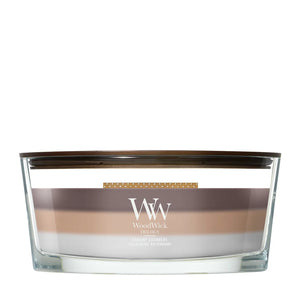 WoodWick Duftkerze Ellipse Trilogy Radiant Cashmere - 9 cm / 19 cm - Duftkerze im Glas - Holzdocht