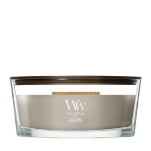 WoodWick Duftkerze Ellipse Wood Smoke - 9 cm / 19 cm - Duftkerze im Glas - Holzdocht