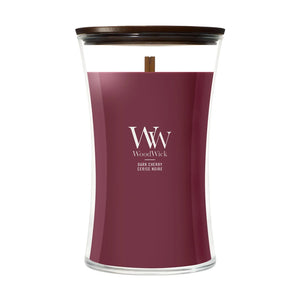 WoodWick Duftkerze Large Dark Cherry - 18 cm / ø 10 cm - Duftkerze im Glas - Holzdocht