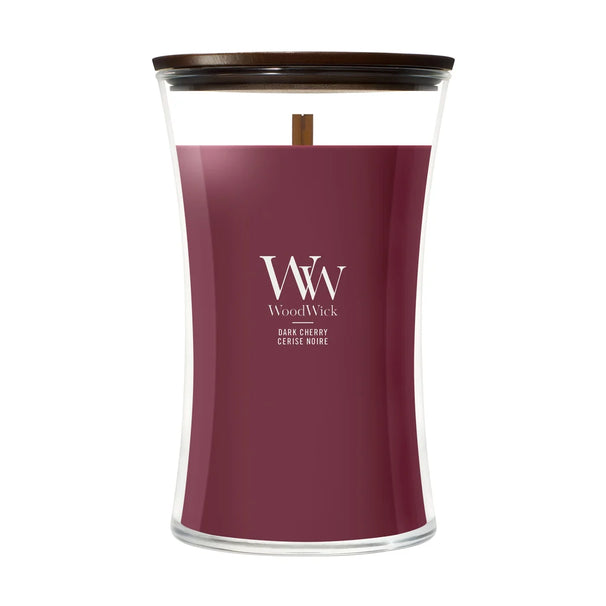 WoodWick Duftkerze Large Dark Cherry - 18 cm / ø 10 cm - Duftkerze im Glas - Holzdocht