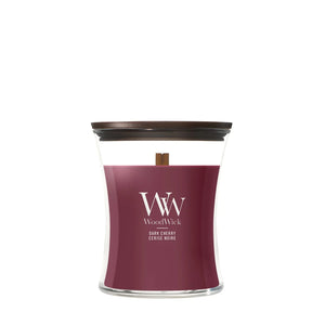 WoodWick Duftkerze Medium Dark Cherry - 11 cm / ø 10 cm - Duftkerze im Glas - Holzdocht
