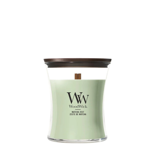 WoodWick Duftkerze Medium Matcha Zest - 11 cm / ø 10 cm - Duftkerze im Glas - Holzdocht
