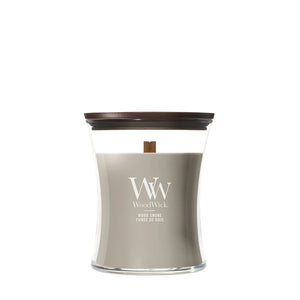 WoodWick Duftkerze Medium Wood Smoke - 11 cm / ø 10 cm - Duftkerze im Glas - Holzdocht