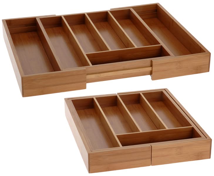  Cookinglife Besteckeinsatz - Bambus - ausziehbar - 28x34x5cm / 45x34x5cm