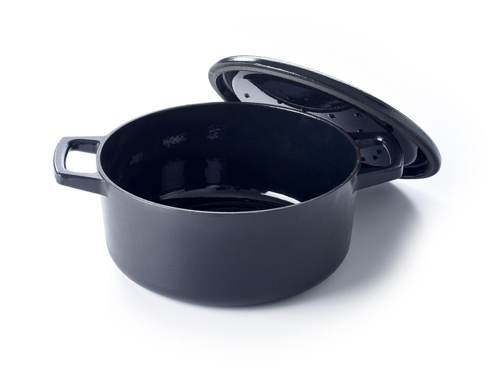 Alva Bräter - Dutch Oven - Nori - Gusseisen ø 26 cm -emaillierte Antihaftbeschichtung + Gratis Ledergriffe