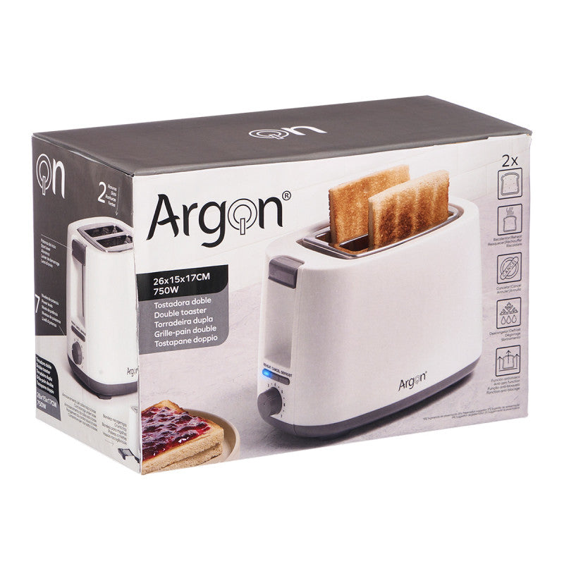 Argon Toaster Matt Weiß - 2 Schlitze - 750 W
