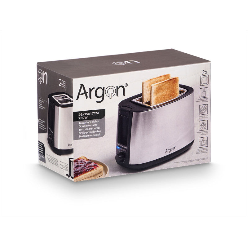 Argon Toaster RVS / Matt Schwarz - 2 Schlitze - 750 W