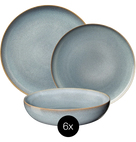 ASA Selection Geschirrset Saisons - Denim - 18-teilig / 6 Personen - 6 Dinner-Teller, 6 Frühstücksteller und 6 Schalen
