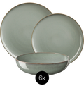 ASA Selection Geschirrset Saisons - Eucalyptus - 18-teilig / 6 Personen - 6 Speiseteller, 6 Schalen und 6 Frühstücksteller