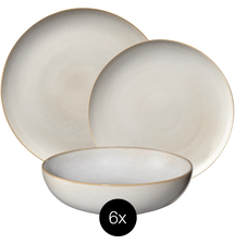ASA Selection Geschirrset Saisons - Sand - 18-teilig / 6 Personen - 6 Speiseteller, 6 Frühstücksteller und 6 Schalen