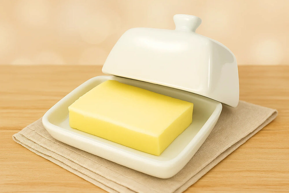 Cookinglife Butterdose Weiß Porzellan 10 x 7,5 cm