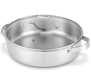 Beka Schmorpfanne / Sauteuse mit zwei Seitengriffen und Glasdeckel Cicla Ø 28 cm – ohne antihaftbeschichtung – geeignet für alle Wärmequellen