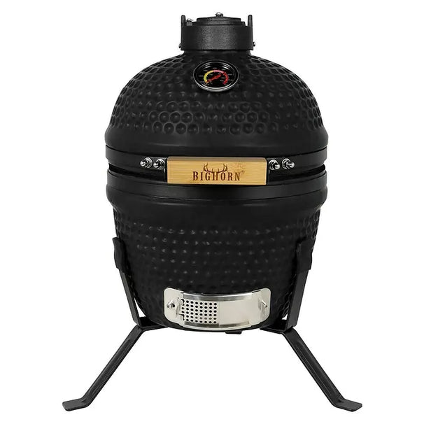 Bighorn Grill Kamado Mattschwarz - 13 Inch / 27 cm - Holzkohlegrill Pizzastein