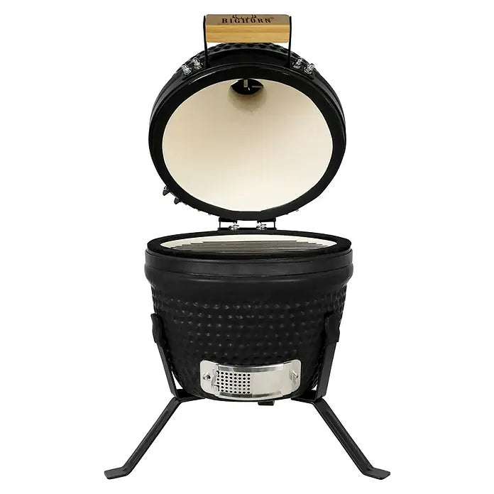 Bighorn Grill Kamado Mattschwarz - 13 Inch / 27 cm - Holzkohlegrill Pizzastein