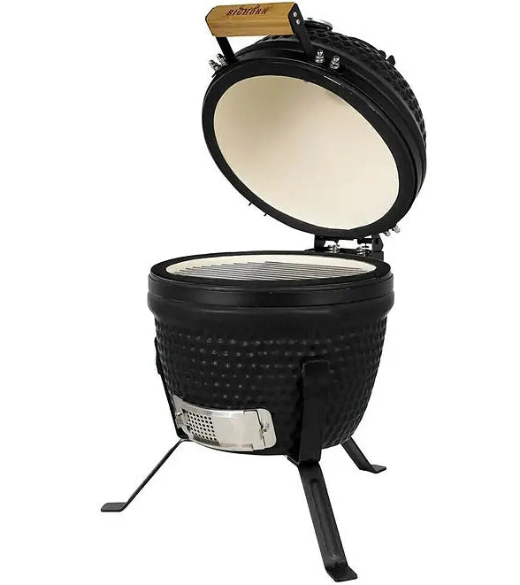 Bighorn Grill Kamado Mattschwarz - 13 Inch / 27 cm - Holzkohlegrill Pizzastein