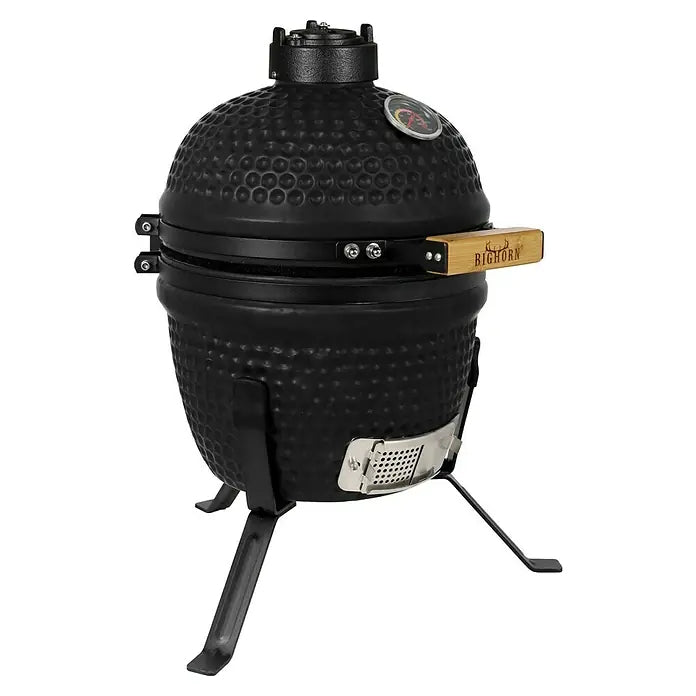 Bighorn Grill Kamado Mattschwarz - 13 Inch / 27 cm - Holzkohlegrill Pizzastein