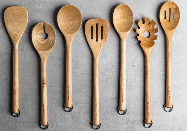 KitchenAid Spaghettilöffel Core Birkenholz 34 cm - Pastalöffel Servierlöffel