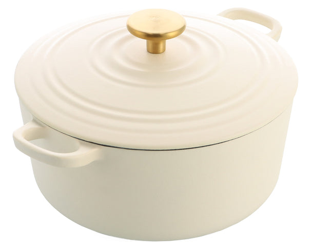 BK Bräter Bourgogne Cream White Gusseisen ø 24 cm / 4,2 Liter - emaillierte Antihaftbeschichtung
