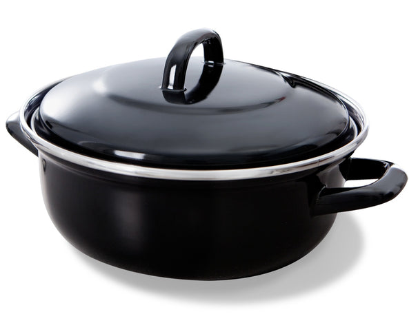 BK Bräter Fortalit Emaille Schwarz ø 22 cm / 2 Liter - emaillierte Antihaftbeschichtung