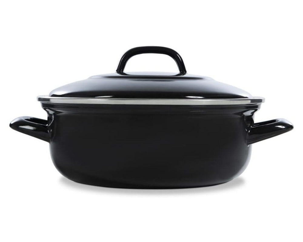 BK Braadpan Fortalit Emaille Zwart ø 24 cm / 2.5 Liter - zijaanzicht