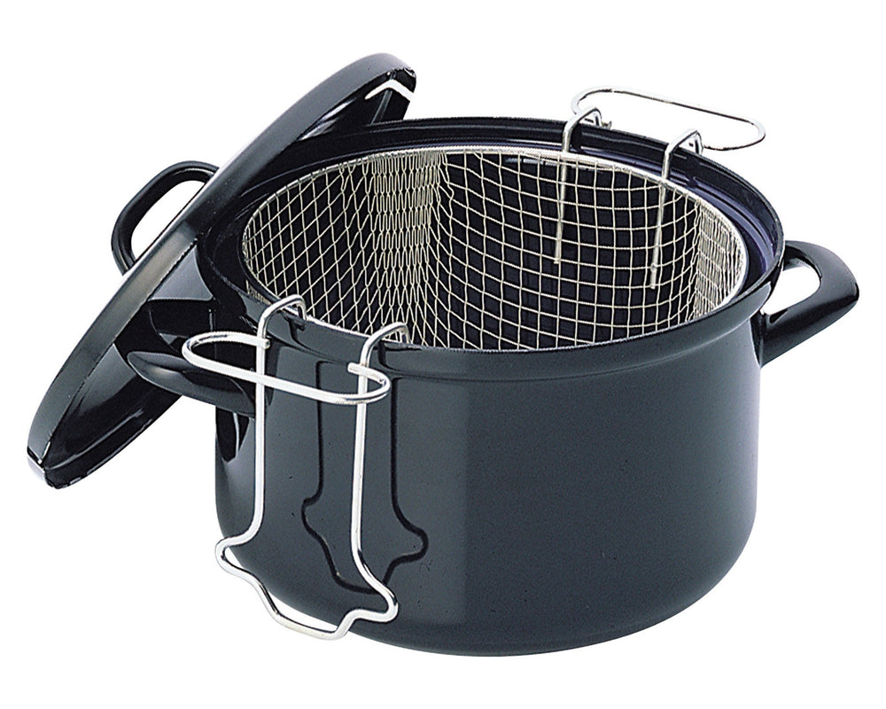 BK Frituurpan / Oliebollenpan met mand Fortalit Emaille Zwart ø 24 cm / 3 Liter
