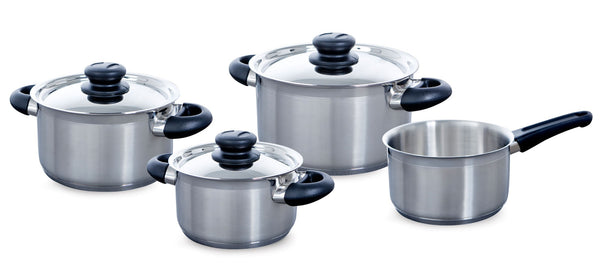 BK Topfset Karaat+ Edelstahl 4-teilig - Kochtöpfe ø 16, 18 & 20 cm & Stielkasserolle ø 16 cm