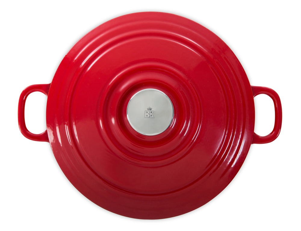 BK Bräter Bourgogne Chili Red Gusseisen ø 24 cm / 4,2 Liter - emaillierte Antihaftbeschichtung