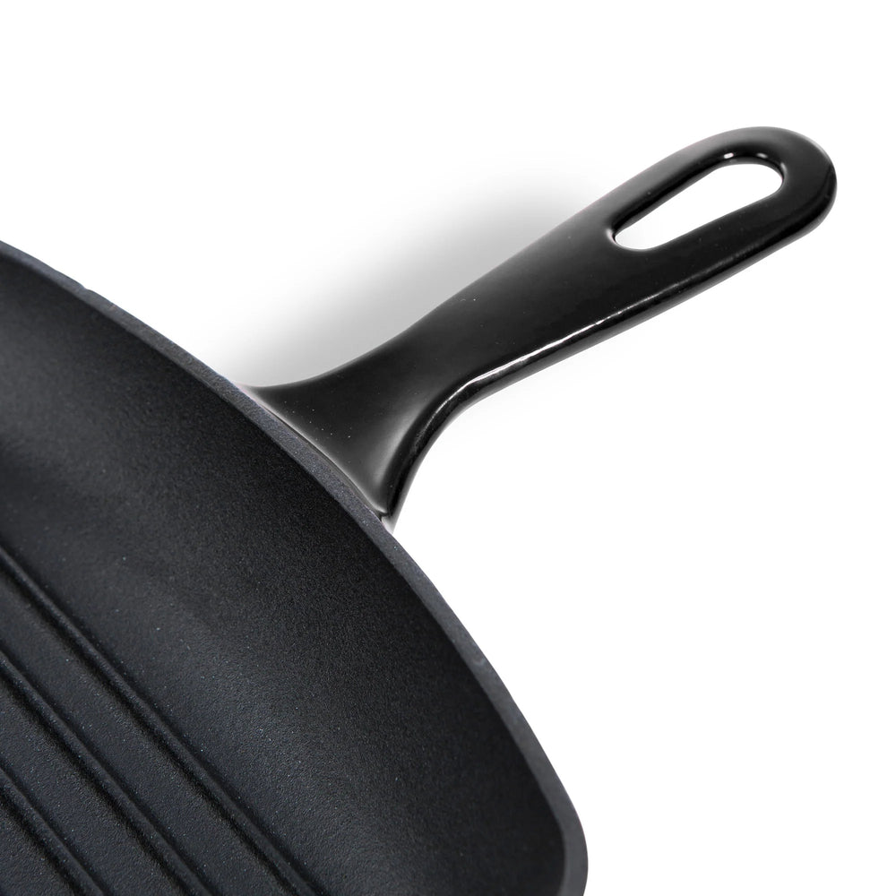 BK Topfset Bourgogne Jet Black Gusseisen 3-teilig - Bräter ø 24, 28 cm & Grillpfanne 26x26 cm - geeignet für alle Wärmequellen