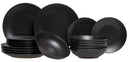 Studio Tavola Geschirrset Black Tie - 18-teilig / 6 Personen - 6 Frühstücks-/Dessertteller, 6 tiefe Teller und 6 Essteller