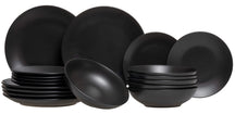 Studio Tavola Geschirrset Black Tie - 18-teilig / 6 Personen - 6 Frühstücks-/Dessertteller, 6 tiefe Teller und 6 Essteller