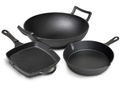 Blackwell Pfannenset aus Gusseisen – Grillpfanne 23 x 23 cm, Bratpfanne Ø 25 cm & Wok Ø 32 cm – 3-teilig – geeignet für alle Herdarten