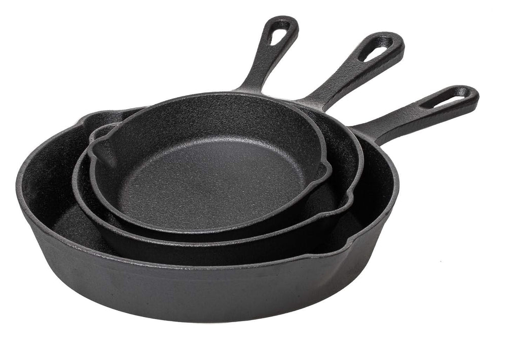 Blackwell Gusseisen-Bratpfannen-Set / Bratpfannen ø 16, 20 & 25 cm - ohne Antihaftbeschichtung