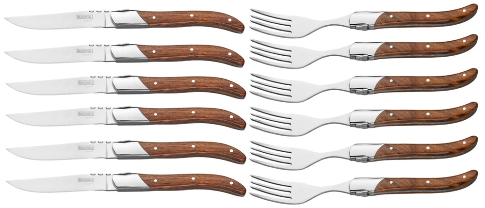 Blackwell Steakbesteck Laguiole - Steakmesser & Steakgabeln - Rosenholz - 12 Stück