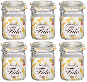 Bormioli Rocco Fido Einmachgläser, 11 x 11 cm / 1 Liter – 6 Stück