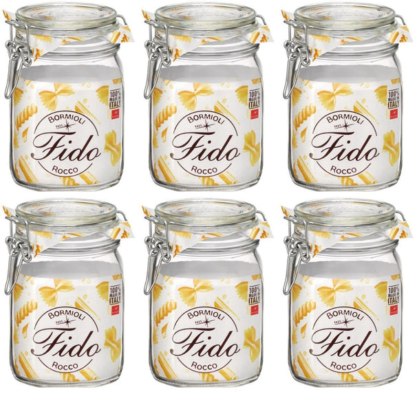 Bormioli Rocco Fido Einmachgläser, 11 x 11 cm / 1 Liter – 6 Stück