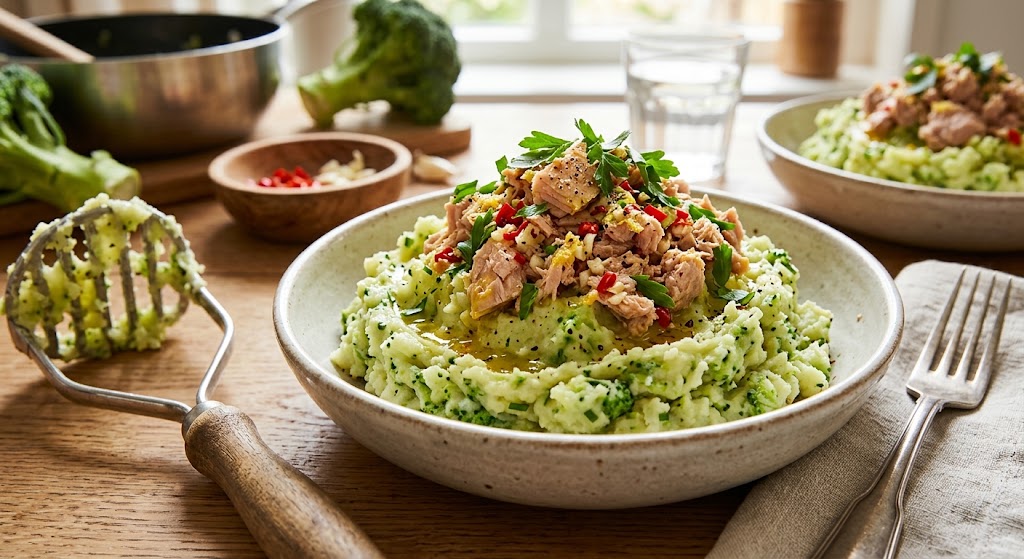 Herzhafte Stampfkartoffeln mit einer würzigen Note aus Thunfisch und Chili